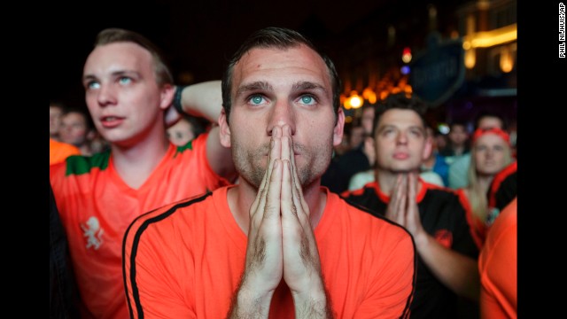 Thousands of soccer fans in Eindhoven, Netherlands, watch a live broadcast of the semifinal on July 9. 