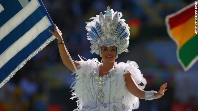 A performer is seen during the closing ceremony at the Maracana. Since the soccer tournament started on June 12, 63 matches have been played in 12 Brazilian cities.