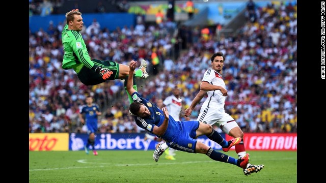 Neuer, left, collides with Argentine forward Gonzalo Higuain in the second half.