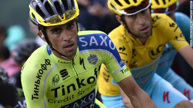 Alberto Contador fell heavily during stage 10 of the Tour de France on Monday.