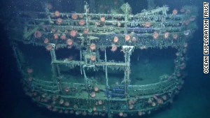 Anemones cling to the side of the SS Robert E. Lee.