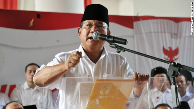 Indonesian presidential candidate Prabowo Subianto says he's withdrawing from the election process prior to the vote count announcement in Jakarta on July 22. 