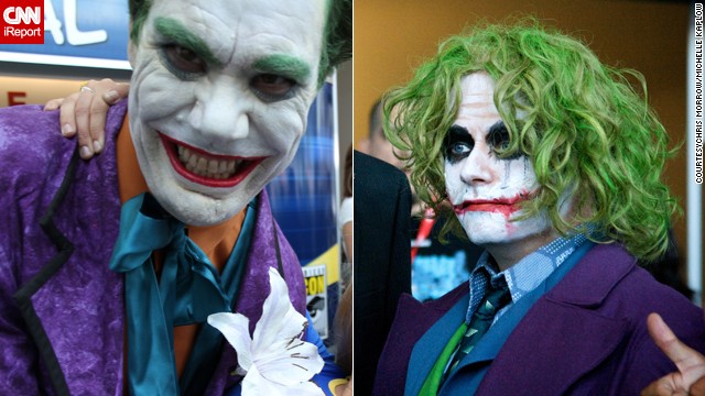 Two very different Jokers - one looking like Jack Nicholson, the other like Heath Ledger - from Comic-Con 2010. Choose your favorite below.