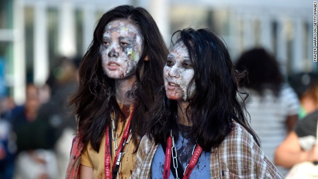 Girls are dressed as zombies on July 24.
