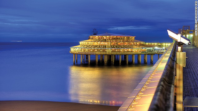 Scheveningen Pier in The Netherlands stands out because of its unusual construction, which comprises four island-type sections and upper and lower areas.