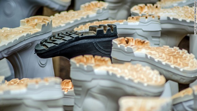 Boots dry in the Ebola treatment center in Kailahun on July 20.