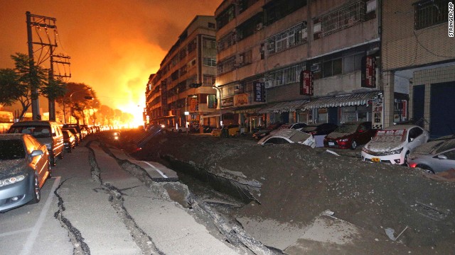 Images from the scene shows buckled streets, large fires and destroyed cars. 