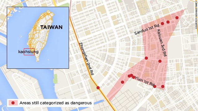 Area of city affected by blasts