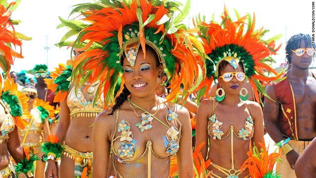More than 30,000 masqueraders hit the streets of St. Michael on Kadooment Day, also known as Mega Monday -- the colorful culmination of the Crop Over festivities. 