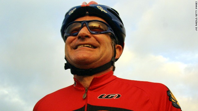 Cycling brought a smile to the face of the Hollywood superstar who said he had lost count of the numbers of bikes he owned.