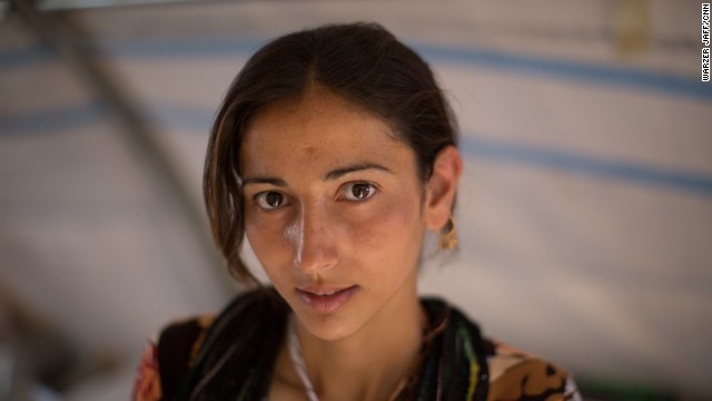 Nova Sharif, a 19-year-old high school student from Sinjar, now living in the Nawroz refugee camp in Syria. 