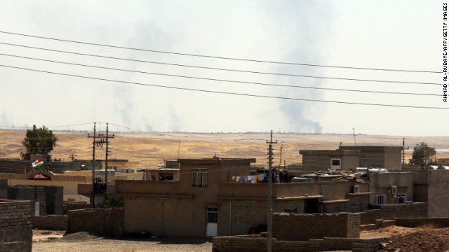 Smoke rises after a U.S. airstrike near the Mosul Dam on August 17.