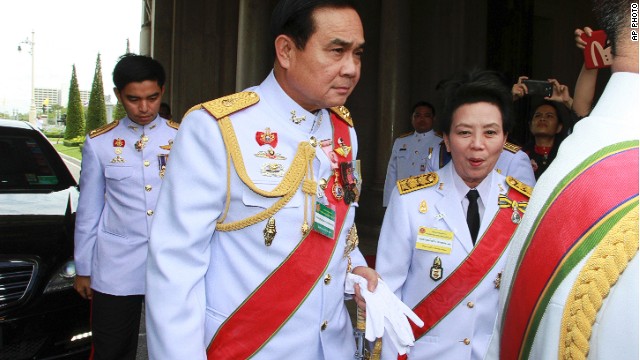 Thailand's new prime minister General Prayuth Chan-ocha arrives at the old Parliament building in Bangkok last month.