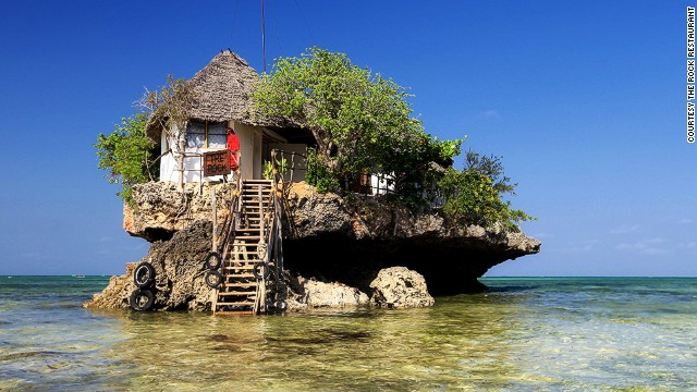 Rising on a rock off the south-east coast of Zanzibar, The Rock is a popular restaurant offering idyllic views and fresh food. Located in front of Michanvi Pingwe beach, the restaurant serves up to 12 tables.