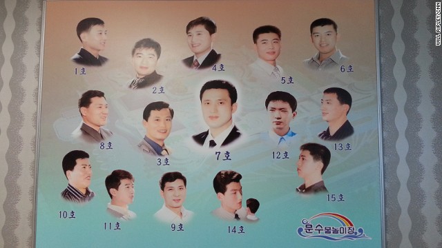 Haircuts are chosen by number, here 1--15. We're told the most popular is 7. 