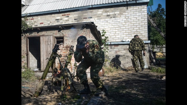 Pro-Russian rebels fire at Ukrainian army positions in Donetsk, Ukraine, on Wednesday, September 3.