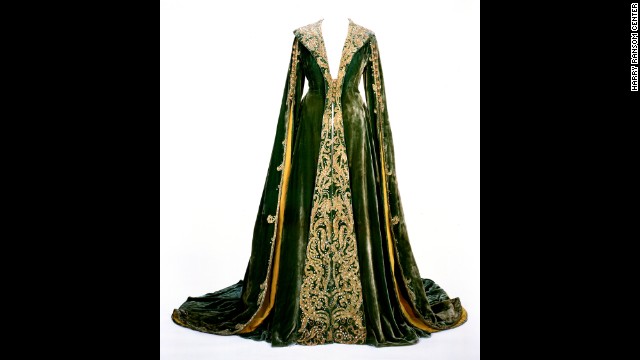 A green velvet dressing gown -- known informally as the "no more babies" dress -- is the third of the original costumes on display at the Ransom Center. The center raised $30,000 in 2010 to help support conservation work on the dresses. Designer Walter Plunkett was the go-to guy in Hollywood for historical costumes, Morena says, noting his ability to mesh period accuracy of the 1860s and 1870s with the fashion sensibilities of the 1930s.