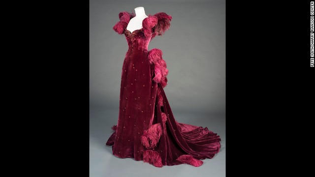 Scarlett's burgundy ball gown, another original costume on display, is an example of producer David O. Selznick's push for "show-stopping glamour," curator Morena says. "It's really visually compelling on-screen in a tense moment," she says of the shocking outfit Scarlett wears to Ashley's birthday party. "Vivien Leigh just looks stunning in the dress."