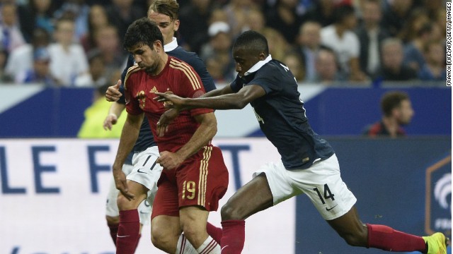 Diego Costa failed to hit the target as Spain suffered a 1-0 defeat against France in Paris.