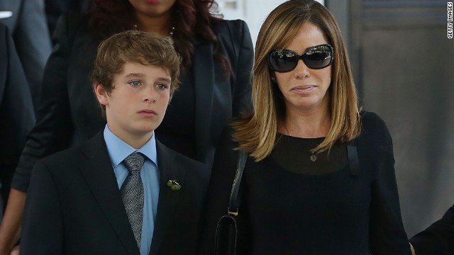 Daughter Melissa Rivers and her son, Cooper Endicott, arrive for Joan Rivers' memorial service at Temple Emanu-El in New York City on Sunday, September 7. Rivers passed away on September 4 after suffering respiratory and cardiac arrest during a medical procedure on August 28. 