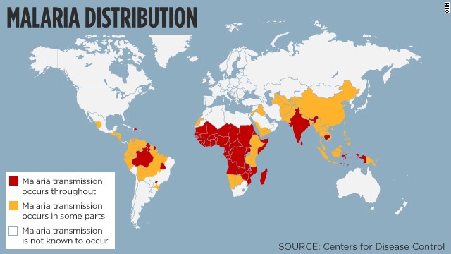 Infographic using CDC data reveals Africa is a hotspot for malaria when put in a global context.