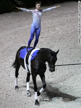Jacques Ferrari gave host nation France its first success of the two-week competition, winning gold in the men's individual vaulting from compatriot and defending champion Nicolas Andreani. France also won its first medal in the team event, with bronze.