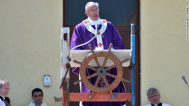 It follows the Pope's visit to the small island of Lampedusa -- <a href='http://edition.cnn.com/2013/07/08/world/europe/pope-lampedusa-refugees/index.html?iref=allsearch'>where 366 migrants died in shipwreck last year </a>-- in which he criticized the "global indifference" to the refugee crisis. As the closest Italian island to Africa, Lampedusa is a frequent destination for refugees seeking to enter European Union countries and shipwrecks off its shores are common. Many of the migrants are from African nations, while others have fled war-torn Syria, officials say. Others are economic refugees.