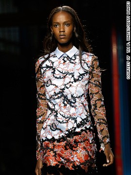 Athens-born Mary Katrantzou went for bold graphics and chaotic shapes. 