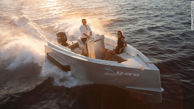 "People are very surprised when they see it," said the company's sales manager Steve Huppert. "First they think the boat is going to crash. They they're opening their mouths when they see it walk onto land."