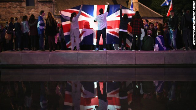 SEPTEMBER 19 - EDINBURGH, SCOTLAND: People celebrate the<a href='http://edition.cnn.com/2014/09/19/world/europe/scotland-independence-vote/index.html?hpt=hp_t1' _fcksavedurl='http://edition.cnn.com/2014/09/19/world/europe/scotland-independence-vote/index.html?hpt=hp_t1'> result of a historic referendum on Scottish independence</a>. A majority of voters rejected the possibility of Scotland breaking away from the rest of the United Kingdom.