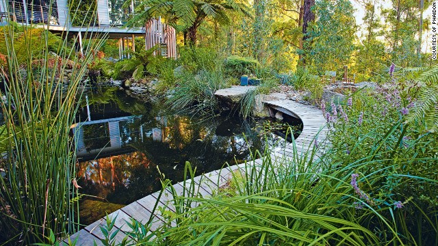 Olinda, in Victoria, Australia, is the personal garden of Philip Johnson, who won Best in Show at Chelsea 2013. It is planted on an extremely steep site, with an angle of 23 degrees, and seems to defy erosion. Every drop of rainwater is captured and 