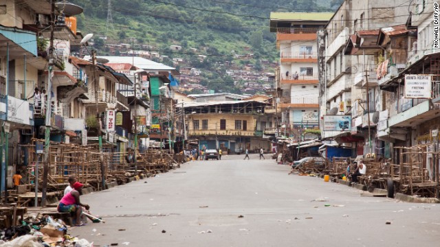 A few people are seen in Freetown during a three-day nationwide lockdown on Sunday, September 21. In an attempt to curb the spread of the Ebola virus, people in Sierra Leone were told to stay in their homes.