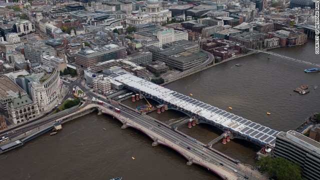 The world's largest solar-powered bridge is located on the river Thames in the City of London.