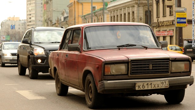 The Finn's first car was also red but not quite as fast. It was an iconic Lada, manufactured in Russia -- as shown in this file photo.