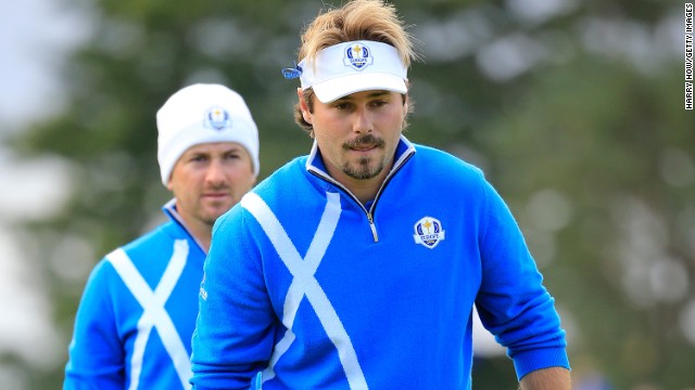 France's Victor Dubuisson (right), who made his debut for Europe in the afternoon foursomes, teamed with Ryder Cup veteran Graeme McDowell. The pair immediately clicked beating Phil Mickelson and Keegan Bradley 3&amp;2 in the final match of the day, handing Europe a 5-3 overnight lead. 