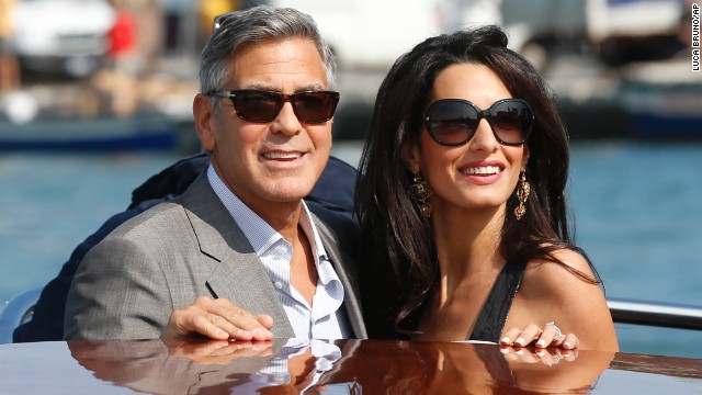 Clooney and Alamuddin arrive in Venice on Friday, September 26. 