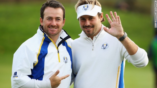 Rookie Victor Dubuisson and Graeme McDowell were once again on song for Europe in the afternoon fourballs beating Jimmy Walker and Rickie Fowler 5&amp;4. 