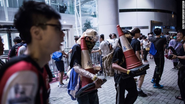 Thousand of protesters take part in a rally at the Hong Kong government complex.
