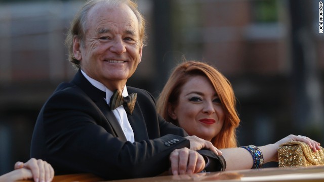 Actor Bill Murray and Samantha Barry, CNN's senior director of social news, arrive for the wedding.