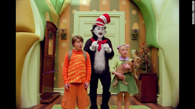 <strong>"The Cat in the Hat":</strong> Dr. Seuss' beloved children's book inspired a less-beloved, live-action 2003 movie with Mike Myers as the titular feline. To pad the slender book into a feature-length film, its creators added potty humor and subplots, including one with Alec Baldwin as a weaselly neighbor. 