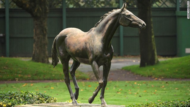 Among Blacker's more iconic earlier works is this statue of Red Rum at Aintree, a horse he has known well in his two careers.
