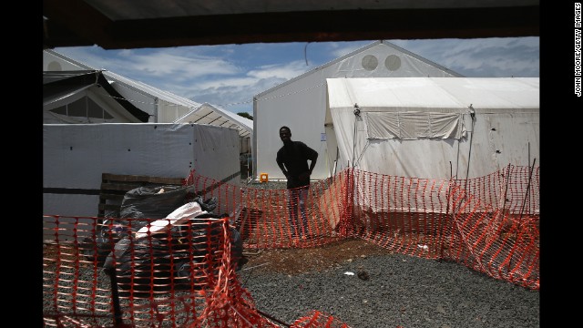 Ebola survivor Joseph Yensy prepares to be discharged from the Doctors Without Borders treatment center in Paynesville on Sunday, October 5.