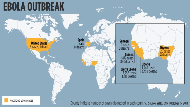 Recorded cases of Ebola