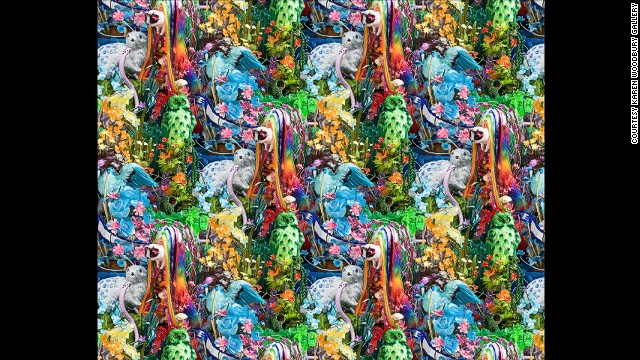 In addition to their fashion collection, Rohde and Romance Was Born created a line of wallpaper with psychedelic motifs and colors.