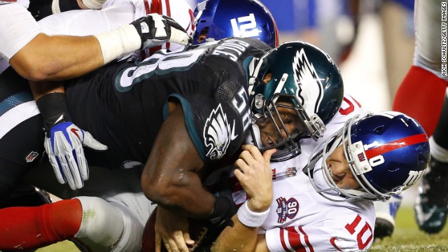 The Philadelphia Eagles beat the New York Giants on Sunday night, but there was action outside the stadium, too.