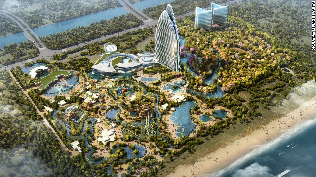 Overlooking the South China Sea, Atlantis Sanya will have an Aquaventure Waterpark and marine exhibits. All theme park images are artist renderings and subject to change upon construction.