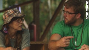 Ryan LeCompte, right, talks with one of the veterans seeking ayahuasca\'s benefits.