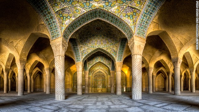 "I wondered if I could take similar pictures of historical sites, and so through my trips all around Iran, I began to find old mosques suitable for taking interior pictures," says Ganji.