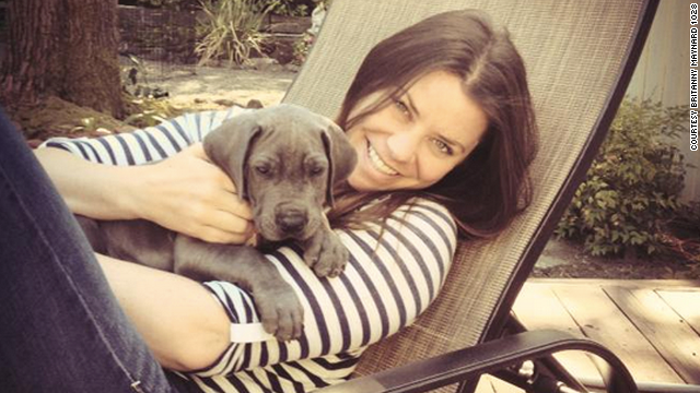 Brittany Maynard with her dog Charley in San Francisco. Maynard, a 29-year-old with terminal brain cancer, has died, advocacy group Compassion and Choices said in a Facebook post on Sunday. Click through to see more photos of Maynard's life.