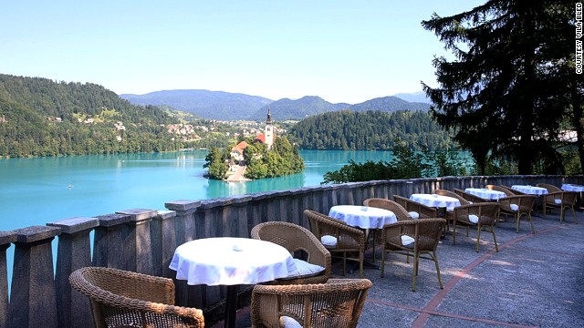 Once home to Yugoslavian leader Josip Tito, Slovenia's Vila Bled offers views of the 17th-century church on Lake Bled Island. You can stay in Tito's apartment, now fitted with a massage tub.